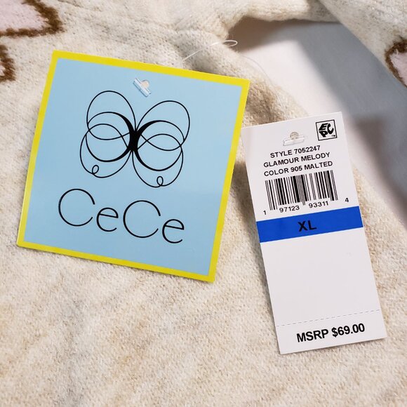 CeCe Cream and Brown Crew Neck Sweater with Nordic Pattern XL Fair Isle - Picture 8 of 11